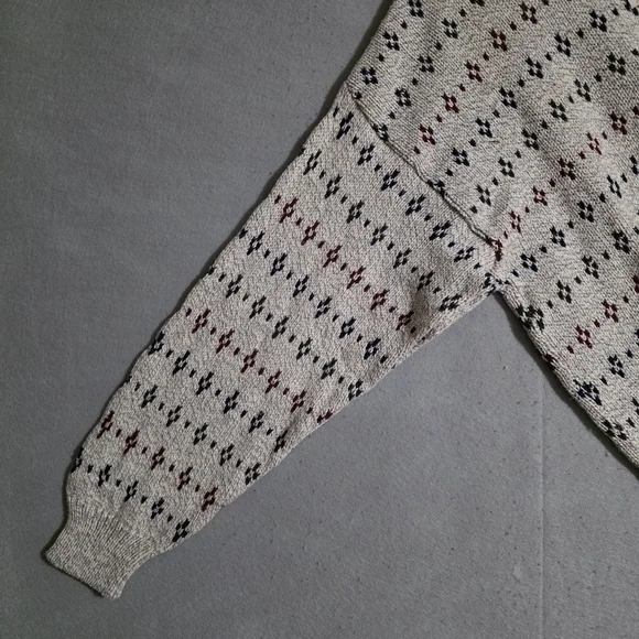 VTG NWT Fieldmaster 100% Cotton Geometric Fisherman Knit Sweater USA Size Large - Picture 8 of 11